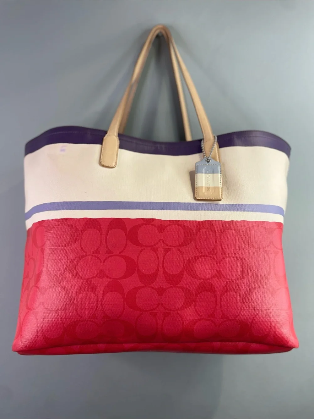 Coach Legacy Weekend Signature Painted Stripe Large Tote